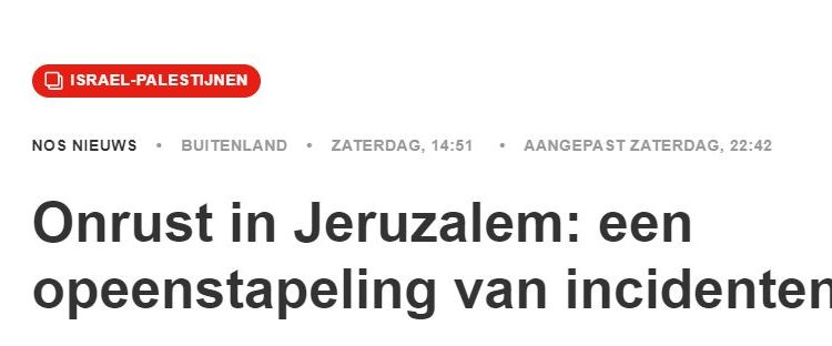 Kop op NOS.nl: onrust in Jeruzalem